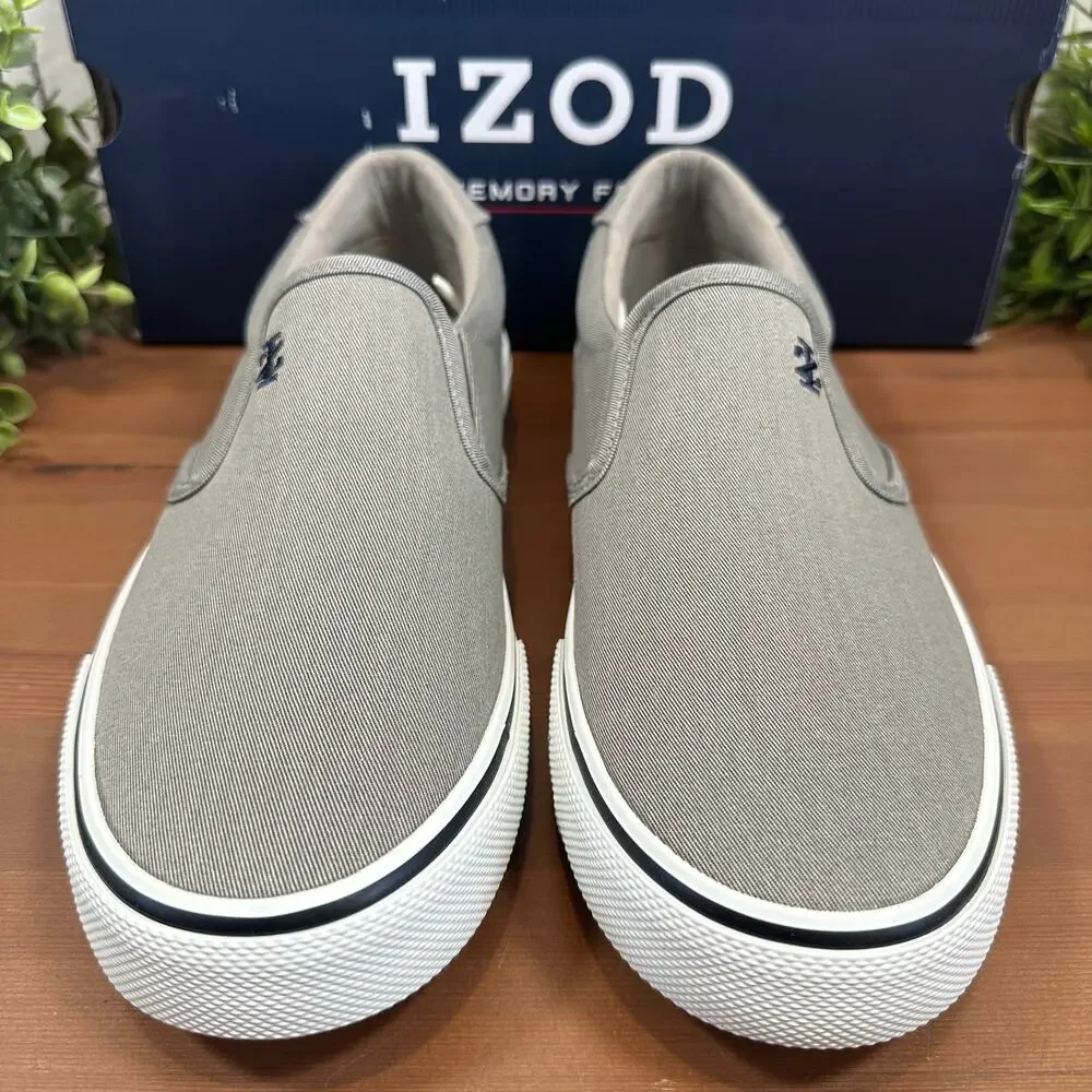 Izod‎ Men's Sunapee Grey Canvas Slip On Shoes Size 13